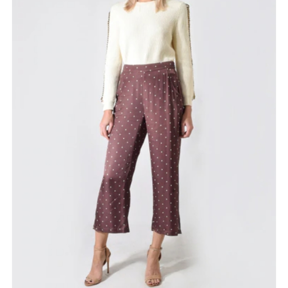 Capulet Teresa Cropped Pant Brown Polka Dot NWT XS REVOLVE